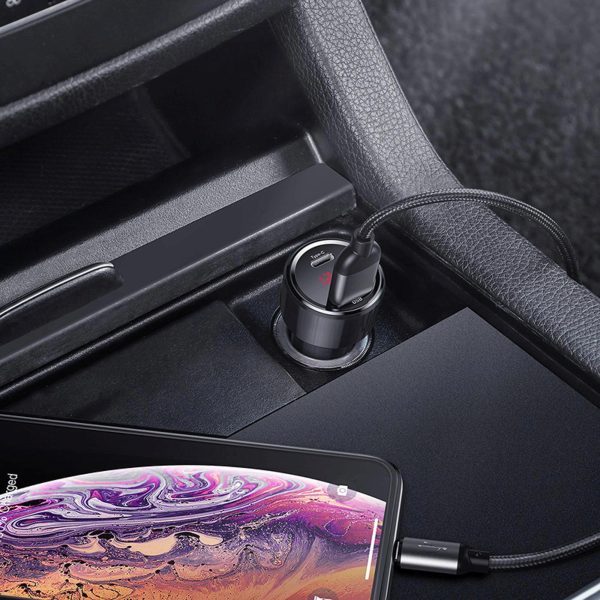 Automašīnas lādētājs ar displeju USB-A USB-C 45W - melns