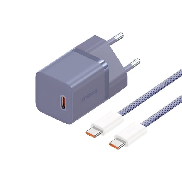 USB-C GaN5 30W sienas lādētājs ar 100W 1m USB-C kabeli - violets