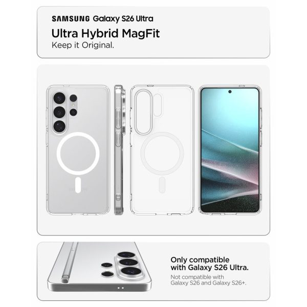 Samsung Galaxy S26 Ultra Ultra Hybrid Mag MagSafe vāciņš - caurspīdīgs un balts