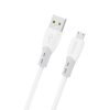 Silikona pinuma kabelis USB-A - micro USB L25SM 3A 1m - balts