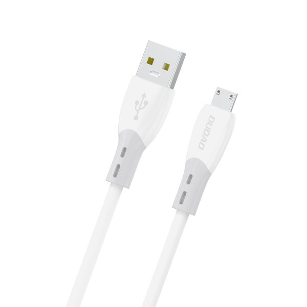 Silikona pinuma kabelis USB-A - micro USB L25SM 3A 1m - balts