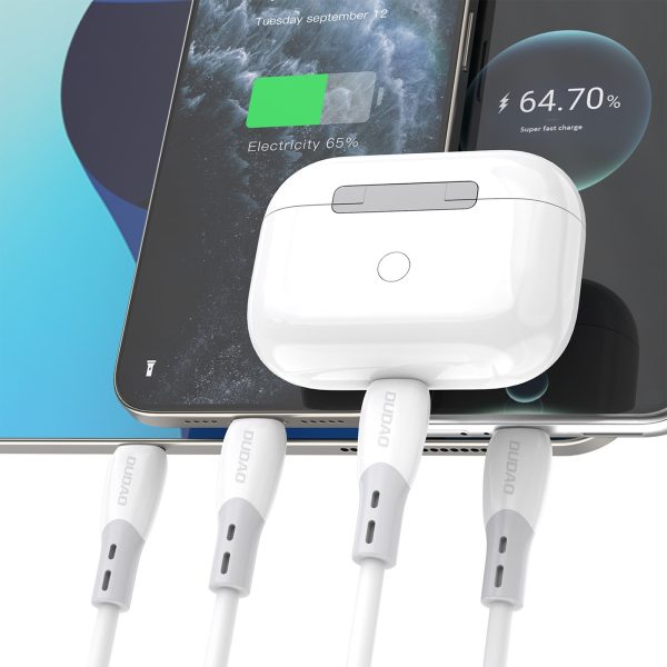 Silikona pinuma kabelis USB-C L25SC 60W 1m - balts