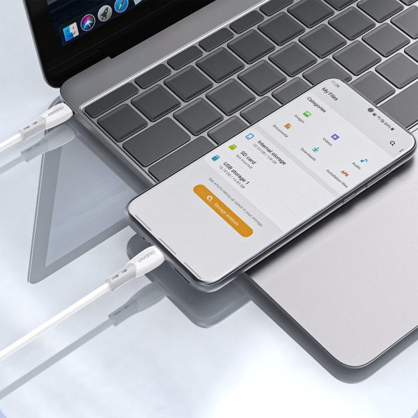 Silikona pinuma kabelis USB-C L25SC 60W 1m - balts
