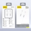Silikona pinuma kabelis USB-C L25SC 60W 2m - balts