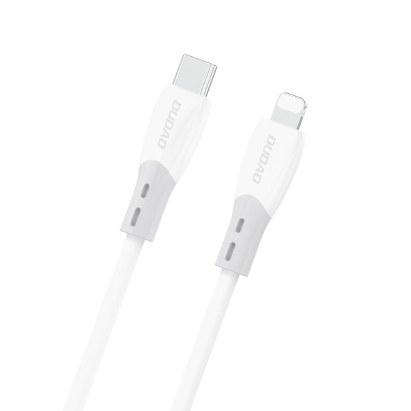 Silikona pinuma USB-C kabelis - iPhone Lightning L25SX 30W 1m - balts