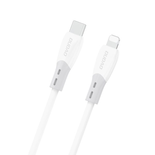 Silikona pinuma USB-C kabelis - iPhone Lightning L25SX 30W 2m - balts
