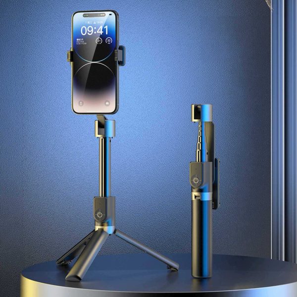 1033629-2-selfie-stick-kijek-do-zdjec-ze-statywem-pilotem-bt-dudao-hurtownia-dropshipping.jpg Selfiju nūja ar statīvu un Bluetooth tālvadības pulti 1,1 m - melna