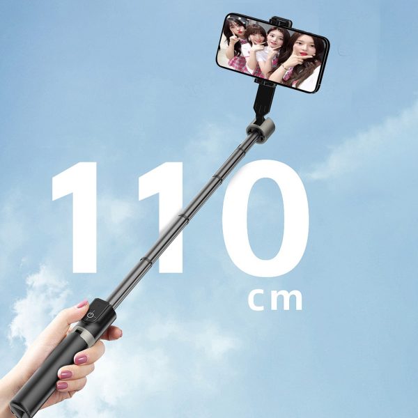 1033629-5-selfie-stick-kijek-do-zdjec-ze-statywem-pilotem-bt-dudao-hurtownia-dropshipping.jpg Selfiju nūja ar statīvu un Bluetooth tālvadības pulti 1,1 m - melna