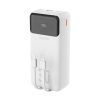 Powerbank 30000mAh USB-A USB-C K15Max PD 22.5W ar USB-C iPhone Lightning kabeļiem - balts