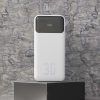 Powerbank 30000mAh USB-A USB-C K15Max PD 22.5W ar USB-C iPhone Lightning kabeļiem - balts