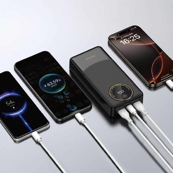 Powerbank 20000mAh USB-A USB-C K12Pro 22.5W PD - melns