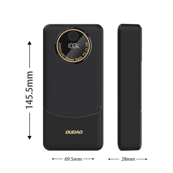 Powerbank 20000mAh USB-A USB-C K12Pro 22.5W PD - melns