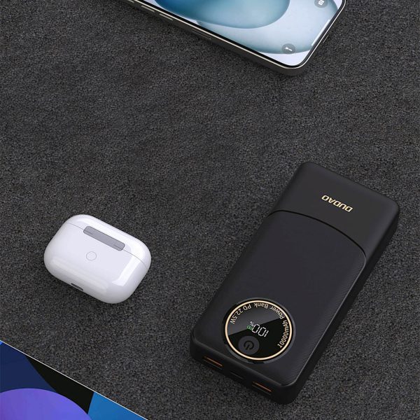 Powerbank 20000mAh USB-A USB-C K12Pro 22.5W PD - melns