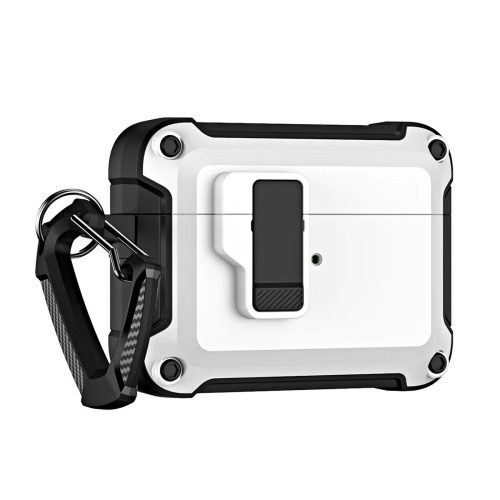Airpods 4 cietais maciņš ar karabīni - balts