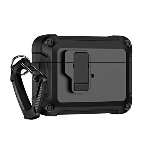 Airpods 4 cietais maciņš ar karabīni - melns