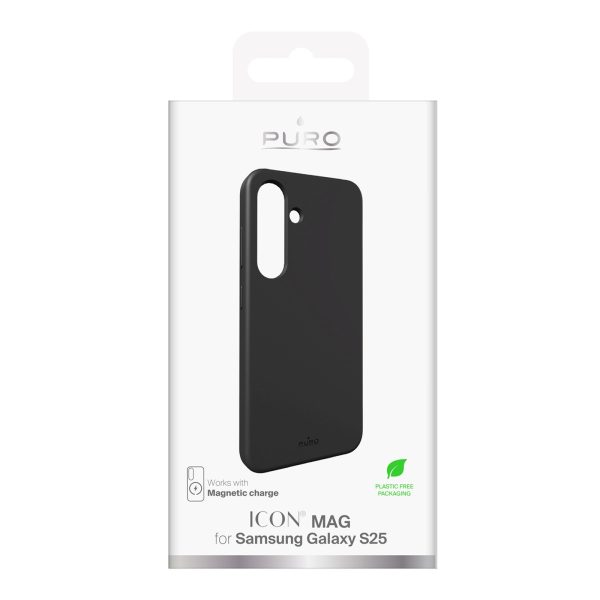 Silikona maciņš Samsung Galaxy S25 Icon Mag MagSafe tālrunim - melns