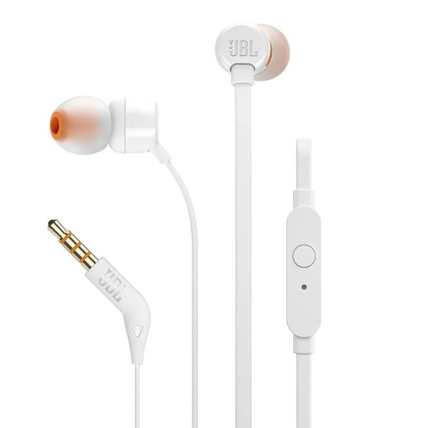 JBL T110 ausīs ievietojamas austiņas ar vadu, 3,5 mm mini ligzda - baltas