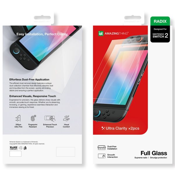 Rūdīts stikls Nintendo Switch 2 Radix Full Glass - 2 gab.