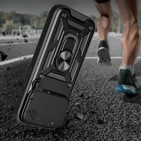 Hybrid Armor Camshield bruņu maciņš ar statīvu un kameras pārsegu iPhone 17 Pro tālrunim - melns
