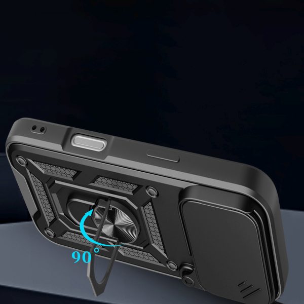 Hybrid Armor Camshield bruņu maciņš ar statīvu un kameras pārsegu iPhone 17 Pro tālrunim - melns
