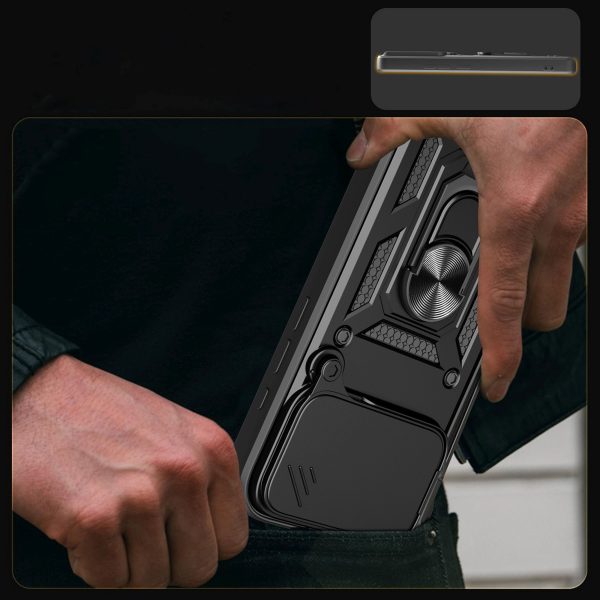 Hybrid Armor Camshield bruņu maciņš ar statīvu un kameras pārsegu iPhone 17 Pro tālrunim - melns
