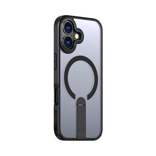 iPhone 17 Hybrid Armor X MagSafe vāciņš ar statīvu — melns
