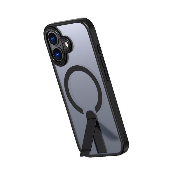 iPhone 17 Hybrid Armor X MagSafe vāciņš ar statīvu — melns