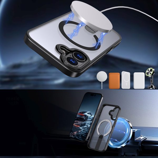 iPhone 17 Hybrid Armor X MagSafe vāciņš ar statīvu — melns