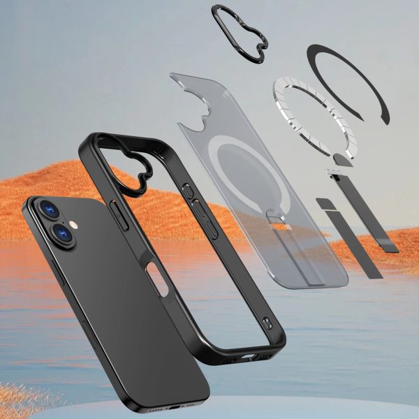 iPhone 17 Hybrid Armor X MagSafe vāciņš ar statīvu — melns