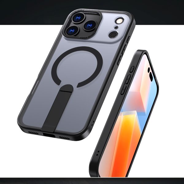 iPhone 17 Pro Max Hybrid Armor X MagSafe vāciņš ar statīvu — melns