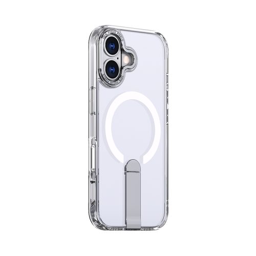 iPhone 17 Hybrid Armor X MagSafe vāciņš ar statīvu — caurspīdīgs