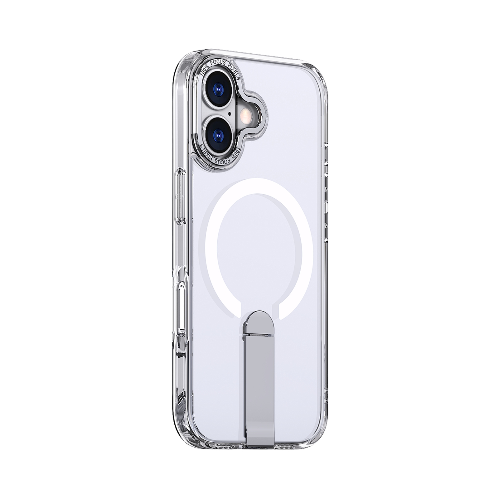 iPhone 17 Hybrid Armor X MagSafe vāciņš ar statīvu — caurspīdīgs