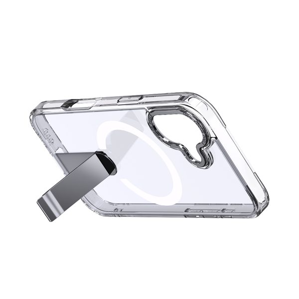iPhone 17 Hybrid Armor X MagSafe vāciņš ar statīvu — caurspīdīgs