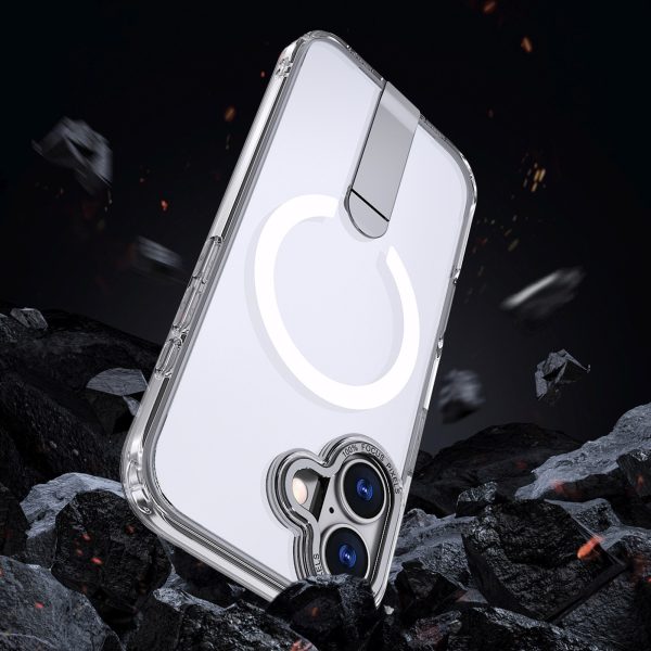 iPhone 17 Hybrid Armor X MagSafe vāciņš ar statīvu — caurspīdīgs