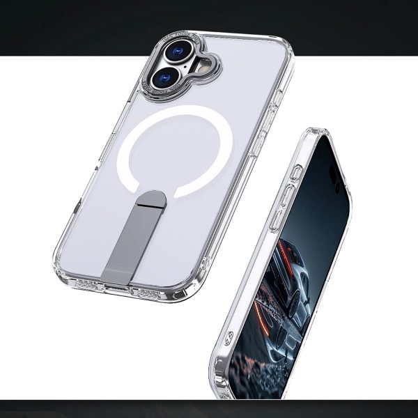iPhone 17 Hybrid Armor X MagSafe vāciņš ar statīvu — caurspīdīgs