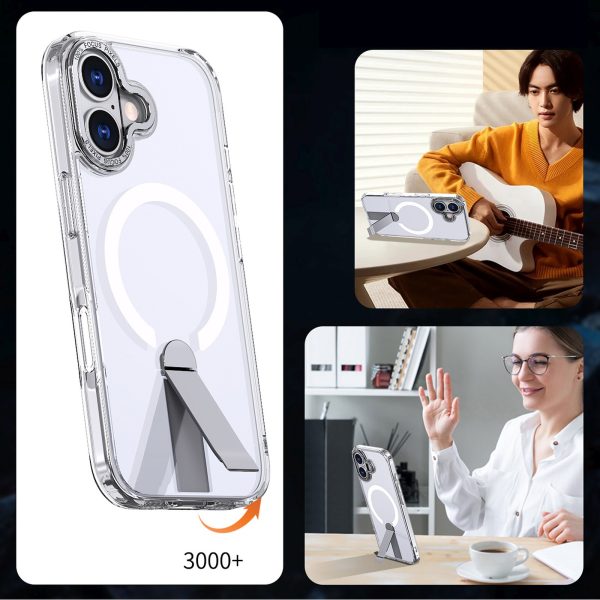 iPhone 17 Hybrid Armor X MagSafe vāciņš ar statīvu — caurspīdīgs