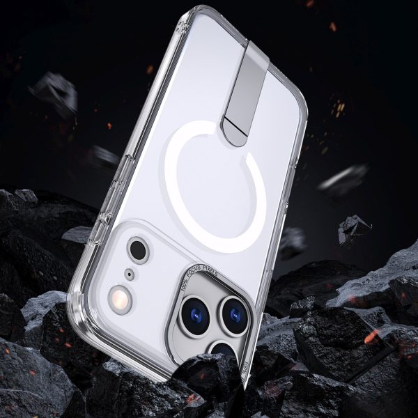 iPhone 17 Pro Max Hybrid Armor X MagSafe vāciņš ar statīvu — caurspīdīgs