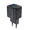 Sienas lādētājs ar displeju USB-A USB-C GaN PD 35W - melns