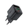 Sienas lādētājs ar displeju USB-A USB-C GaN PD 35W - melns