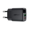 Sienas lādētājs ar displeju USB-A USB-C GaN PD 35W - melns