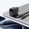 Sienas lādētājs ar displeju un USB-C GaN PD 20W kabeli - melns