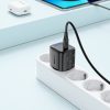 Sienas lādētājs ar displeju un USB-C GaN PD 20W kabeli - melns