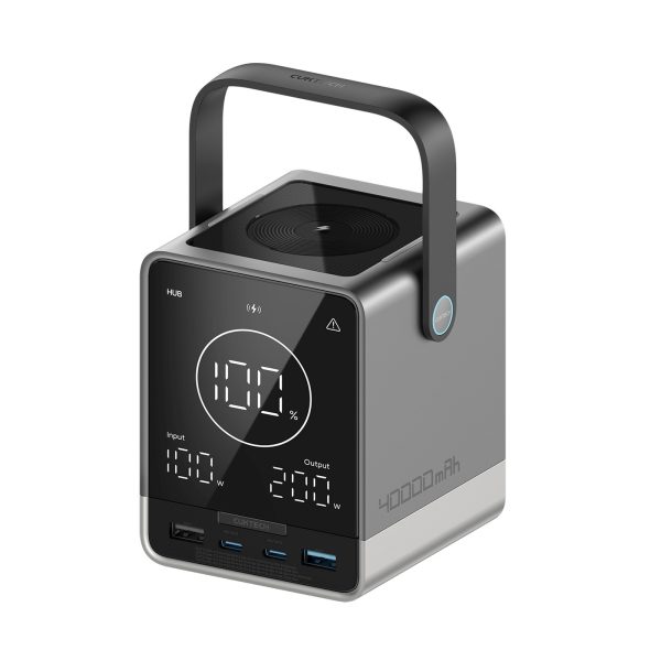 Powerbank ar bezvadu uzlādi 40000mAh USB-C USB-A 300W - melns