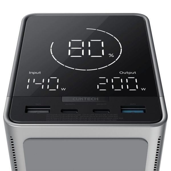 Powerbank ar bezvadu uzlādi 40000mAh USB-C USB-A 300W - melns