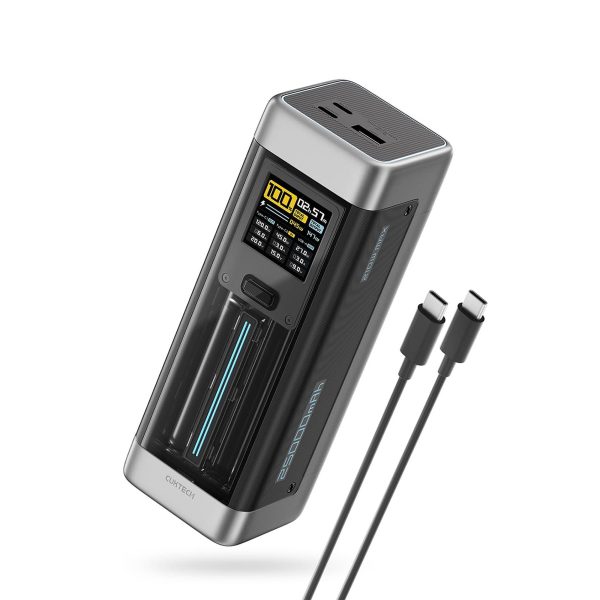 Powerbank 25000mAh USB-C USB-A 210W - melns