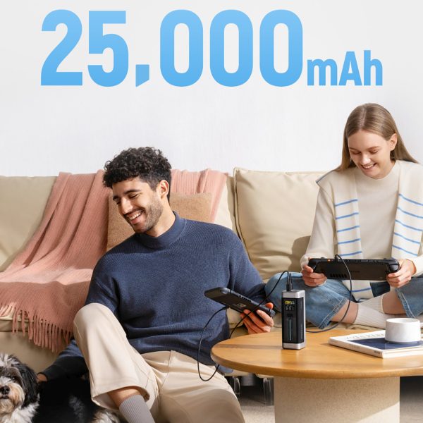 Powerbank 25000mAh USB-C USB-A 210W - melns