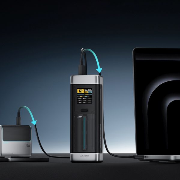 Powerbank 25000mAh USB-C USB-A 210W - melns