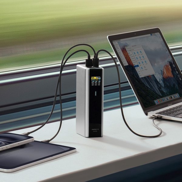 Powerbank 20000mAh USB-C USB-A 210W - pelēks