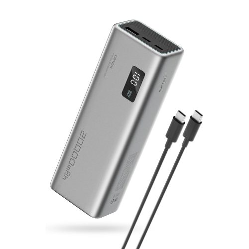 Powerbank 20000mAh USB-A USB-C 150W - pelēks