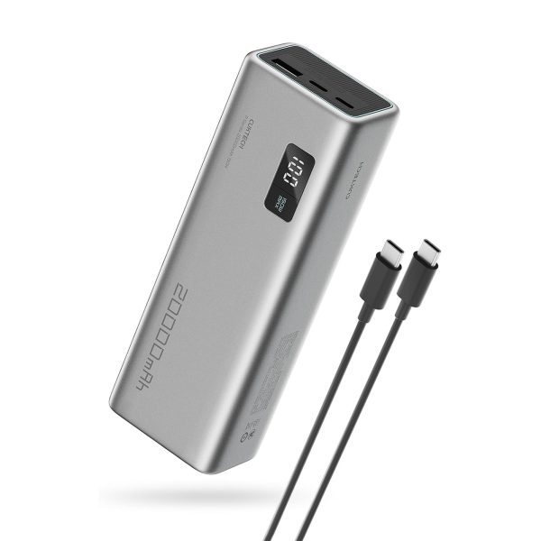 Powerbank 20000mAh USB-A USB-C 150W - pelēks
